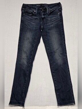 Mossimo Denim Jeans Mid Rise Skinny Power Stretch Raw Leg Hem Style